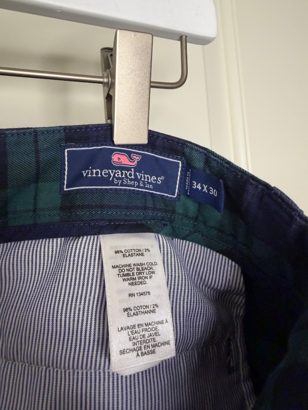Vineyard Vines Plaid Trousers -‎ Men's Size 34x30 - Picture 4 of 4